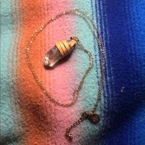 Leather Wrapped Crystal Pendant Necklace